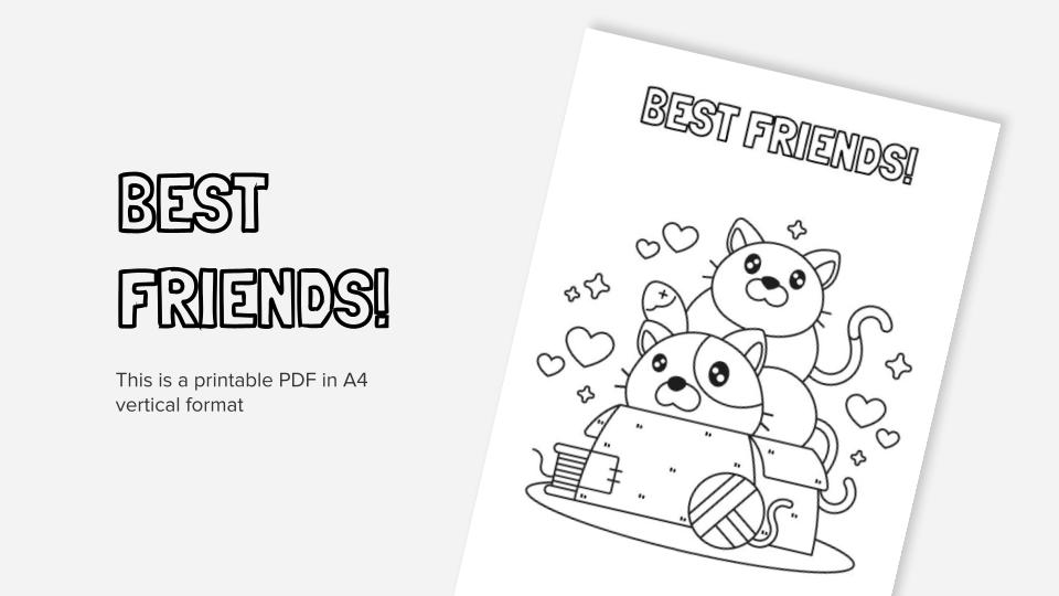 Printable coloring worksheets about best friends in pdf format
