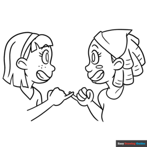 Best friends coloring page easy drawing guides