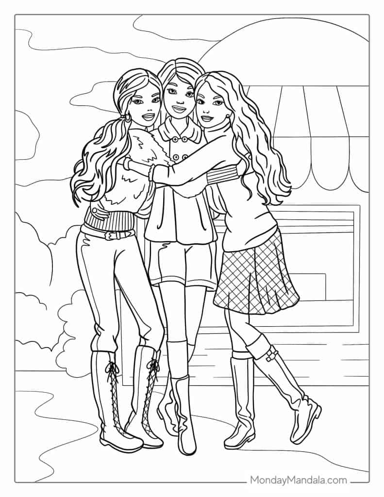 Barbie coloring pages free pdf printables