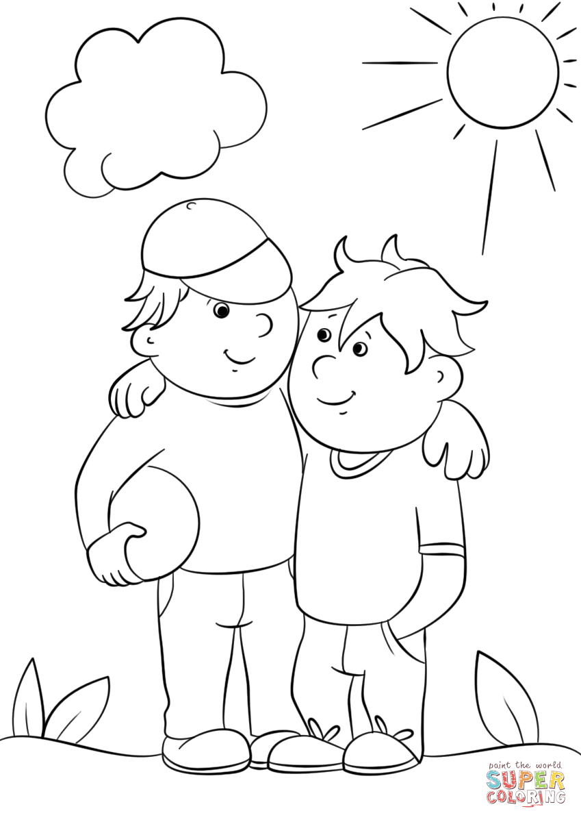 Two best friends coloring page free printable coloring pages