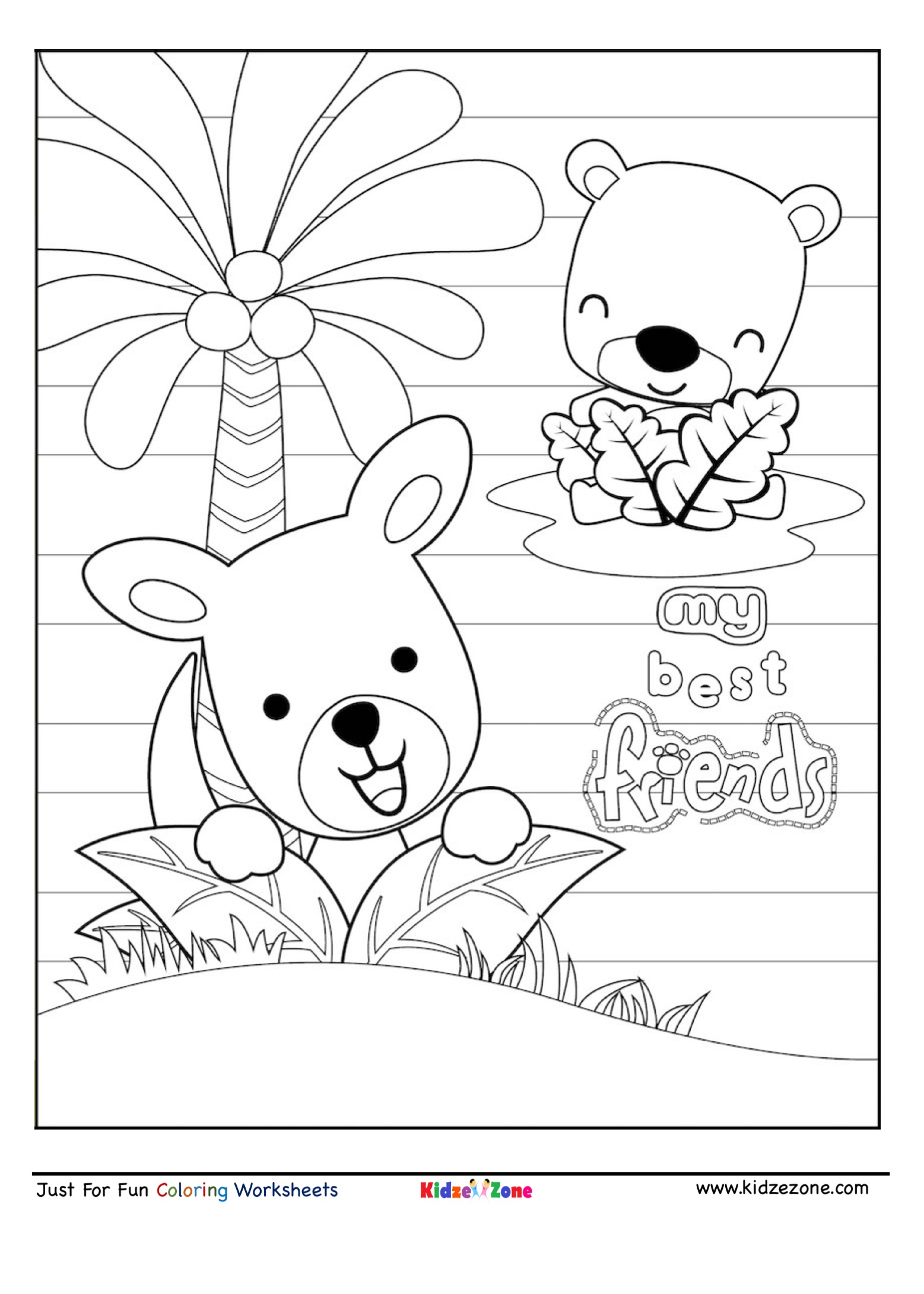 Best bear friends coloring page