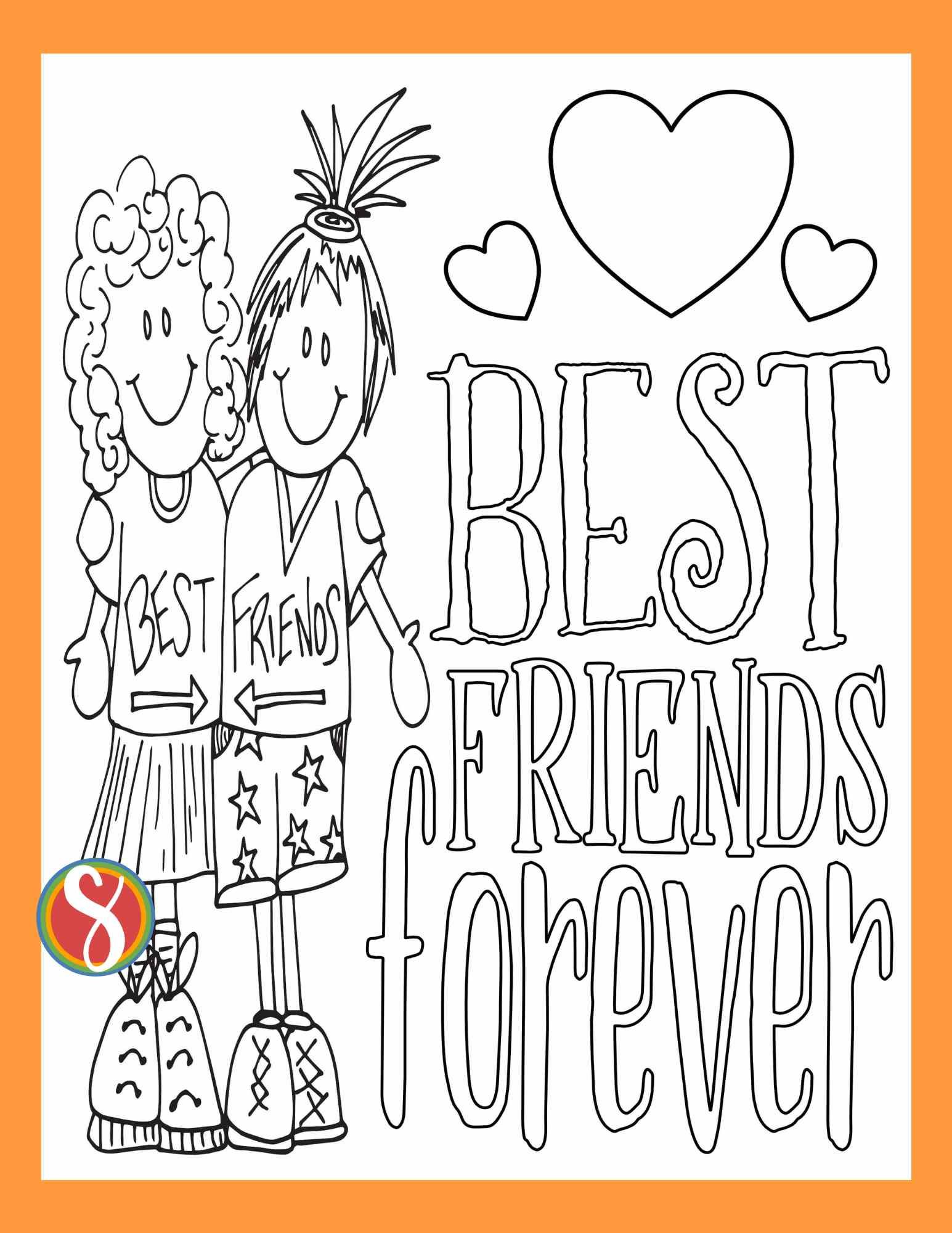 Free best friends coloring pages â stevie doodles