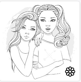 Tumblroutline girls friends people coloring pages bff drawings adult coloring designs