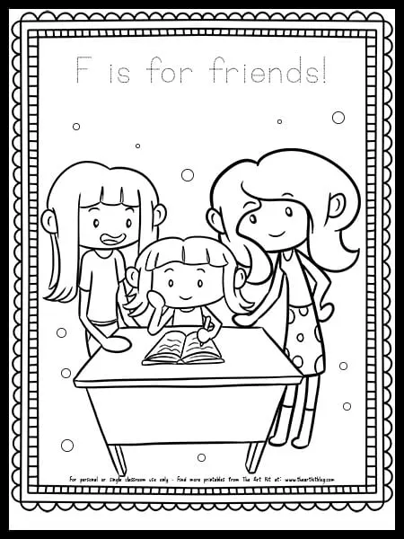 Free letter f worksheet f is for friends dotted font â the art kit
