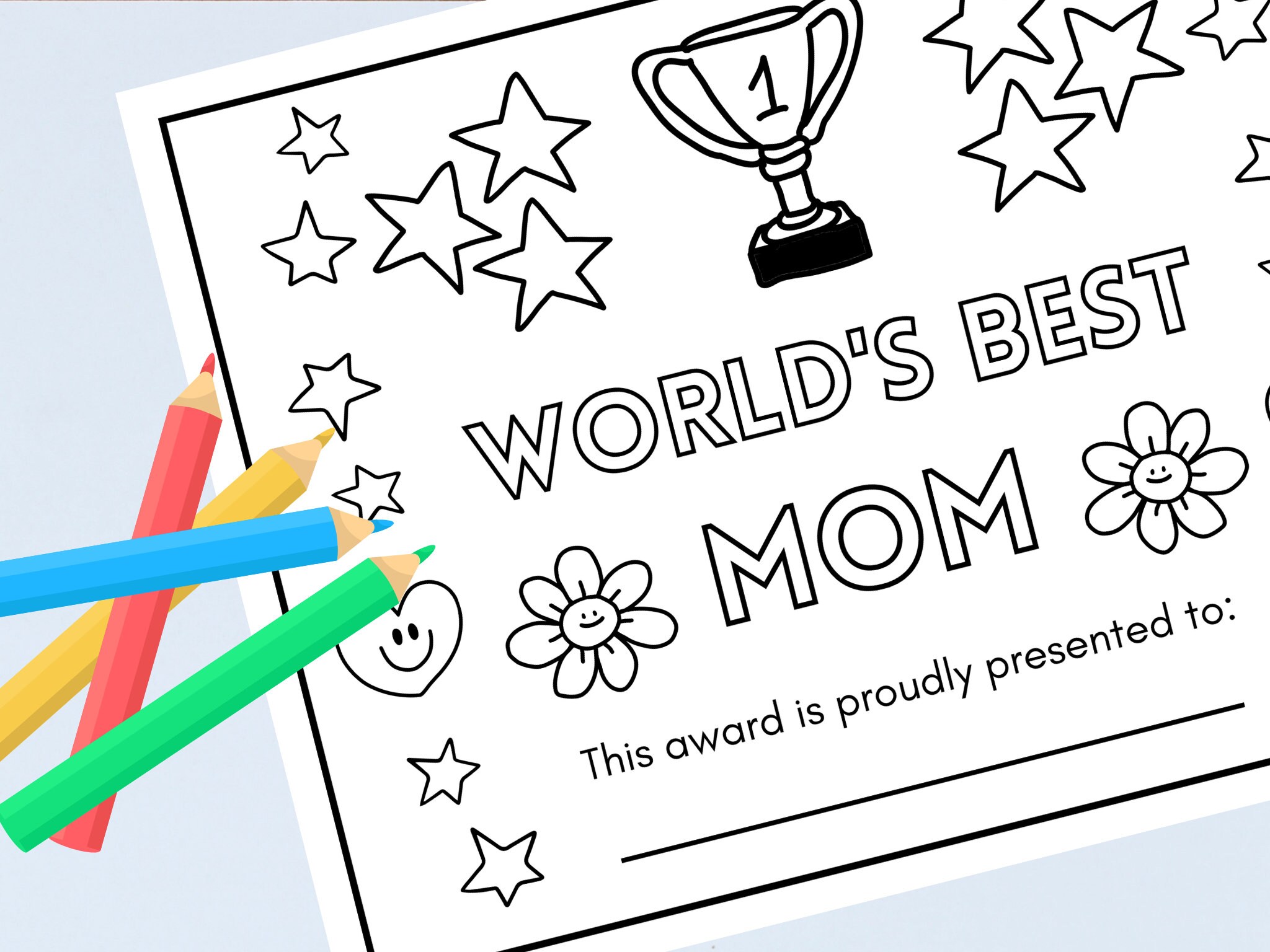 Best mom mothers day certificate coloring activity sheet for kids to give to mothers instant download printable mothers day parent award