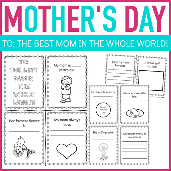 Mothers day printable mini book for kids