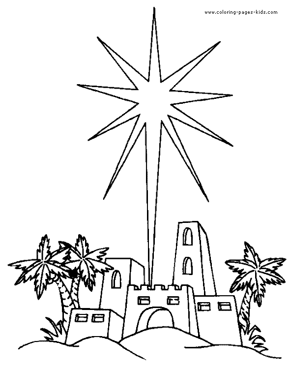 Beautiful star of bethlehem christmas coloring page