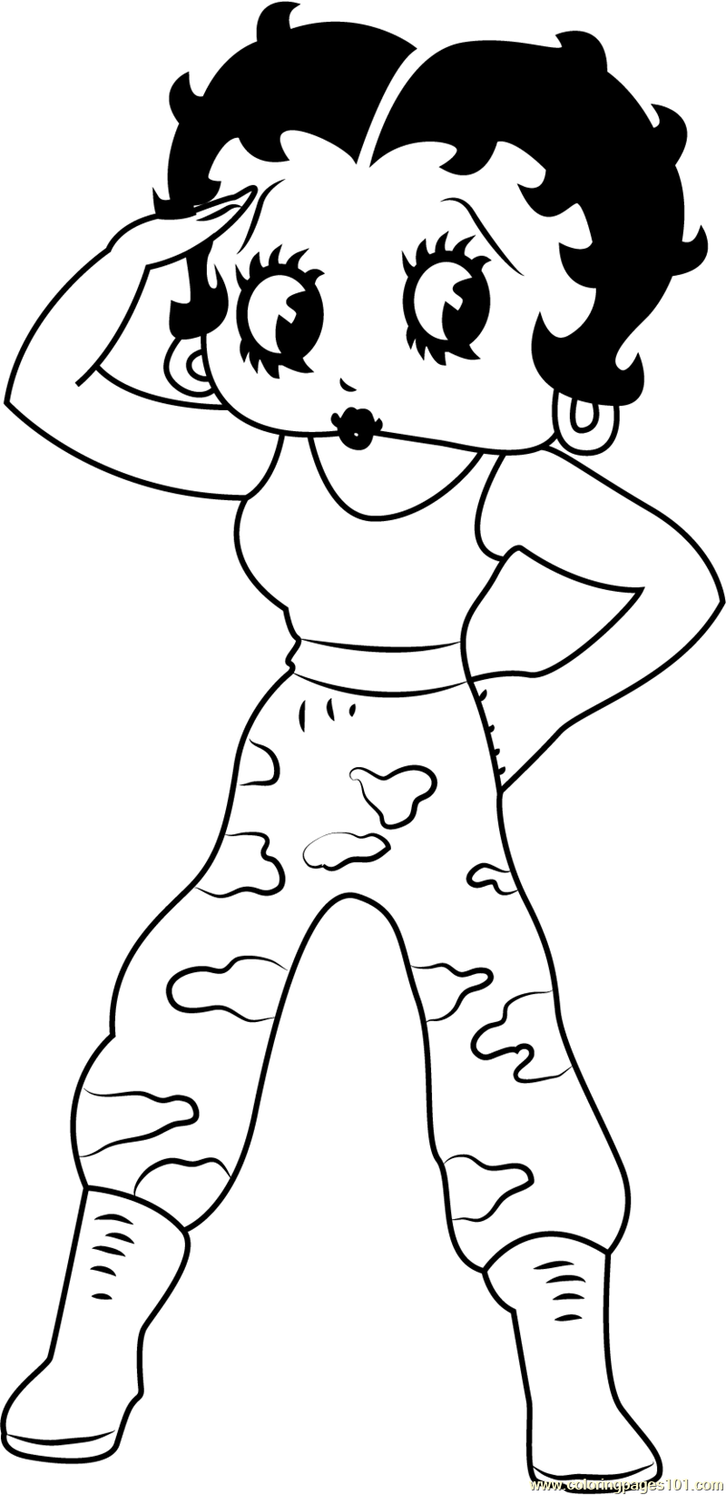 Betty boop looking someone coloring page for kids