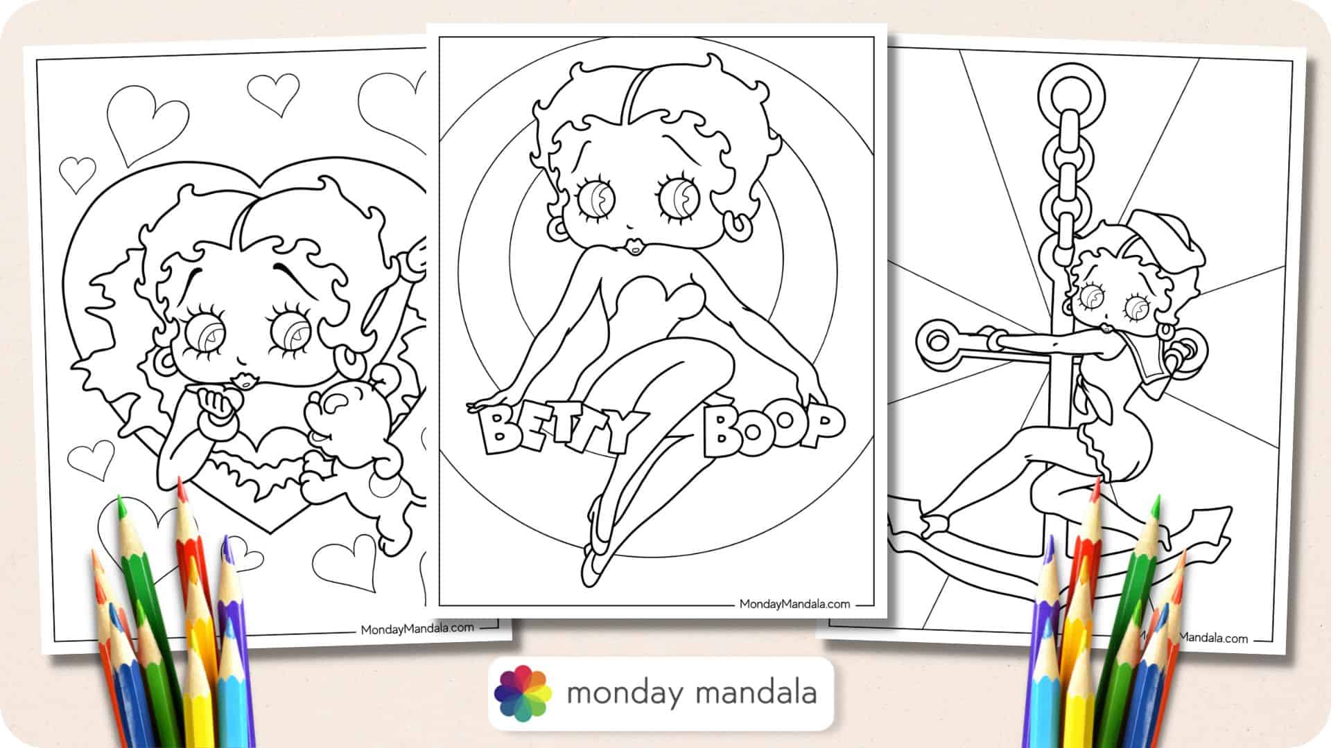 Betty boop coloring pages free pdf printables