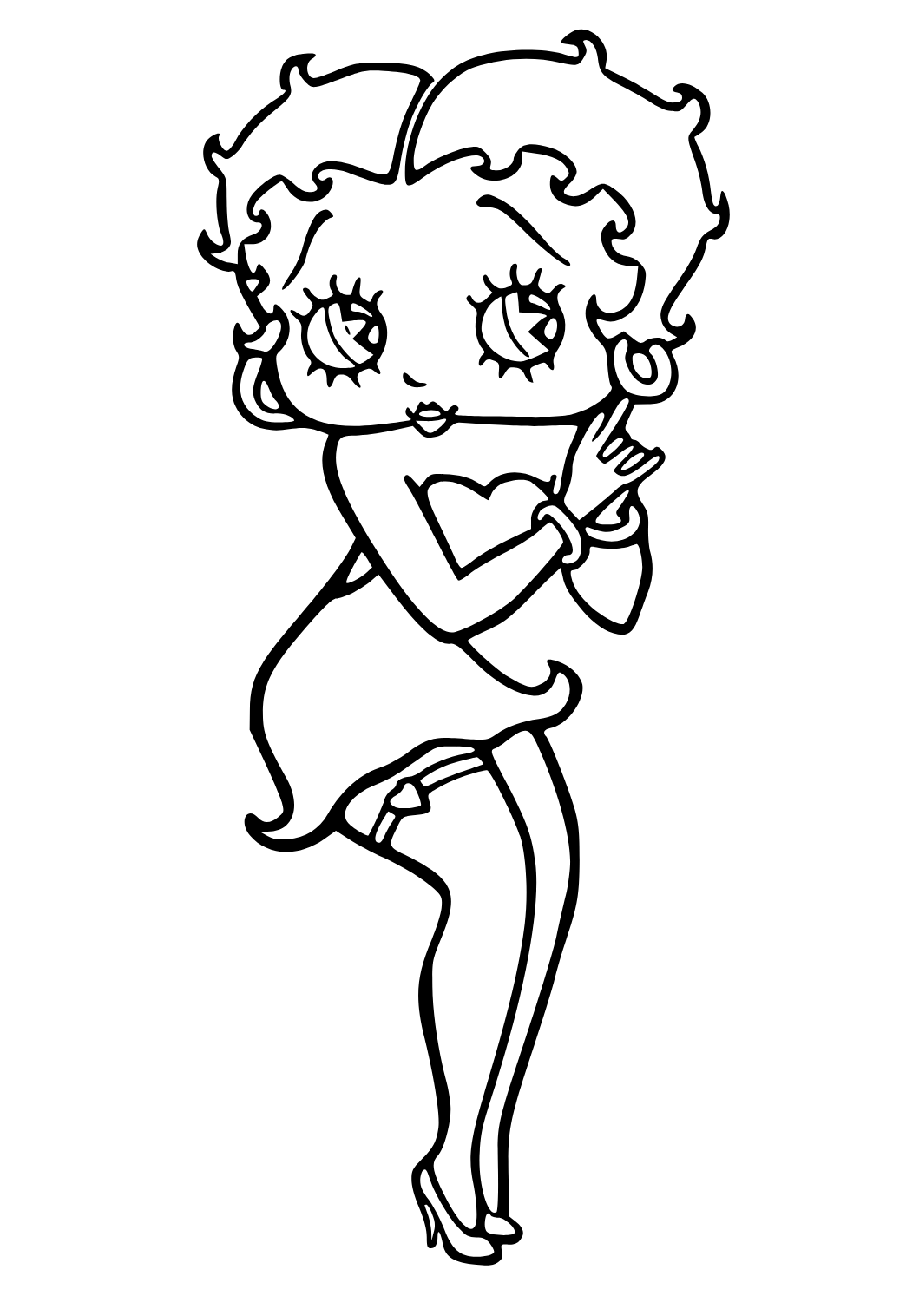 Free printable betty boop dress coloring page for adults and kids