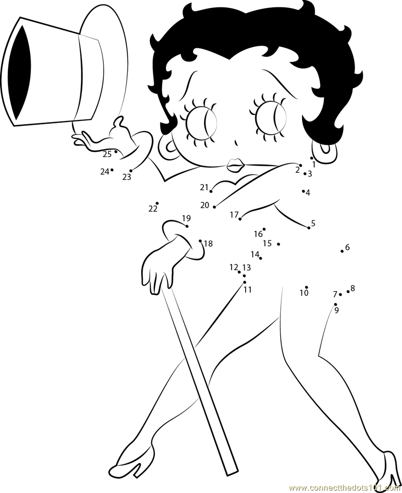 Art of betty boop dot to dot printable worksheet