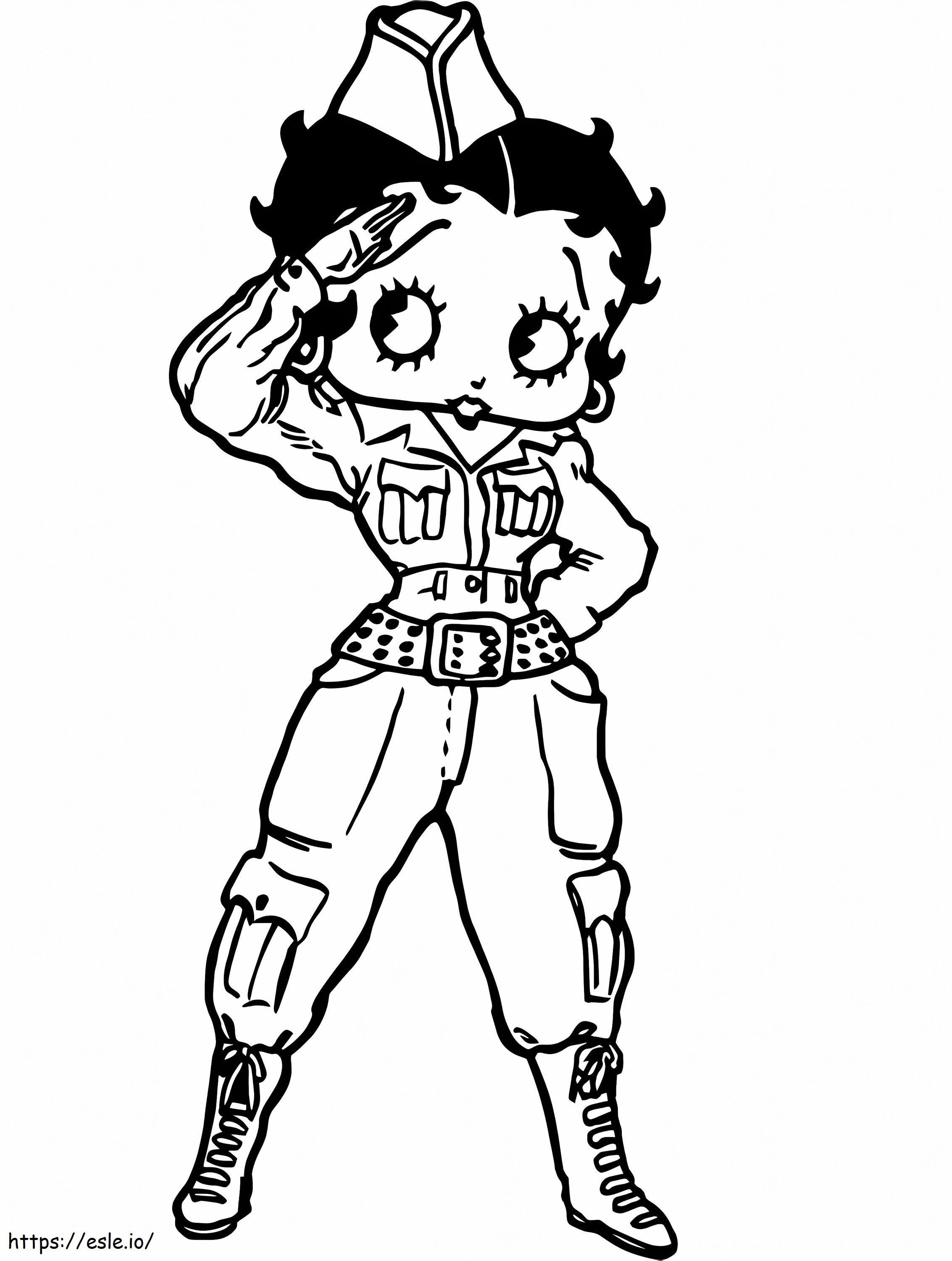 Soldier betty boop coloring page