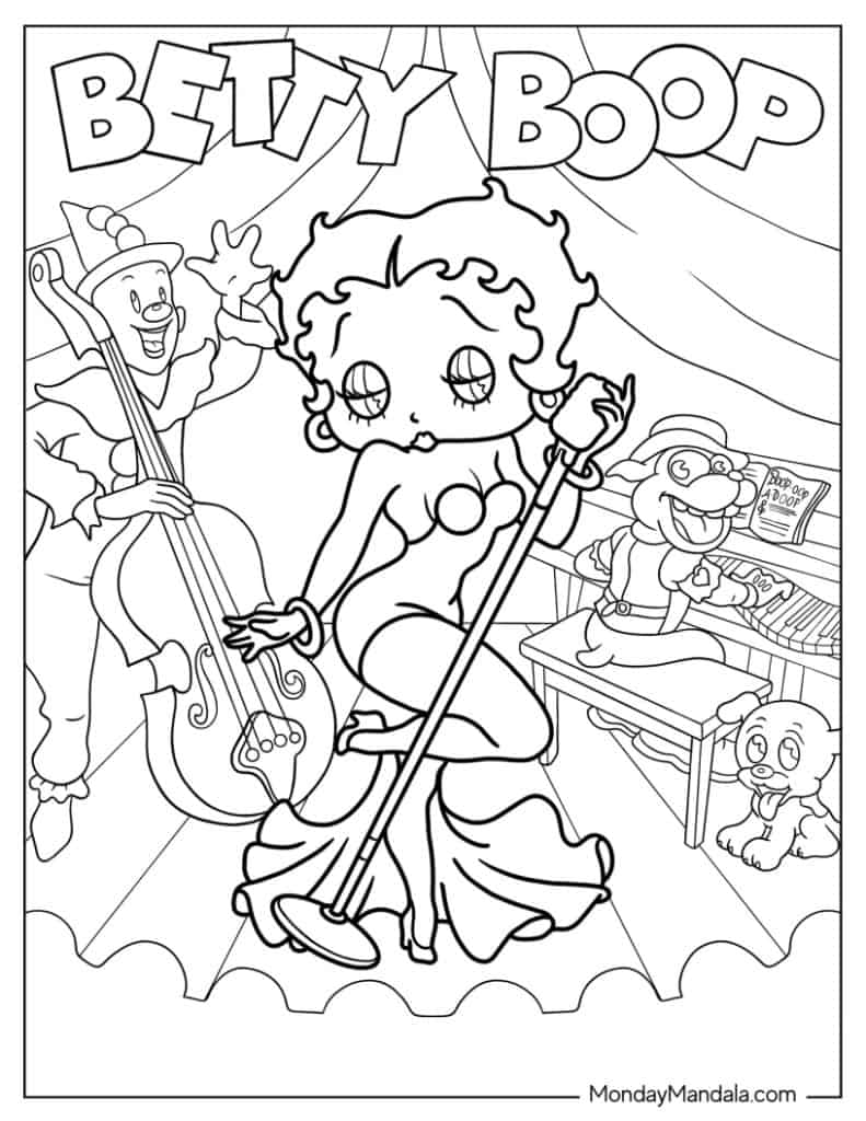 Betty boop coloring pages free pdf printables