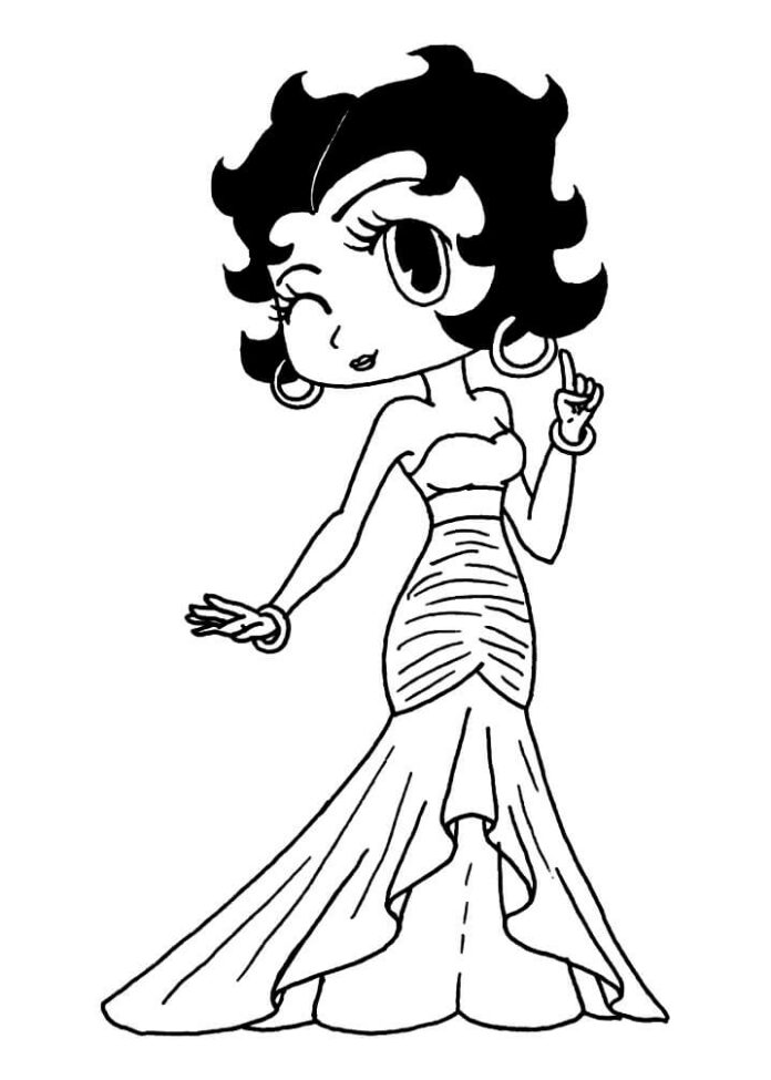 Betty boop coloring book in a dress to print and online