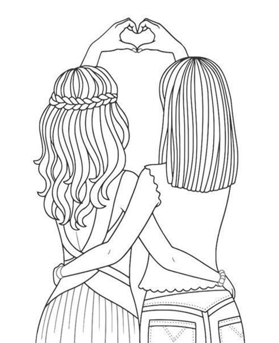 Free easy to print best friend coloring pages