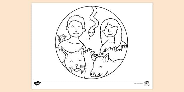 Printable bible colouring page of creation for kids