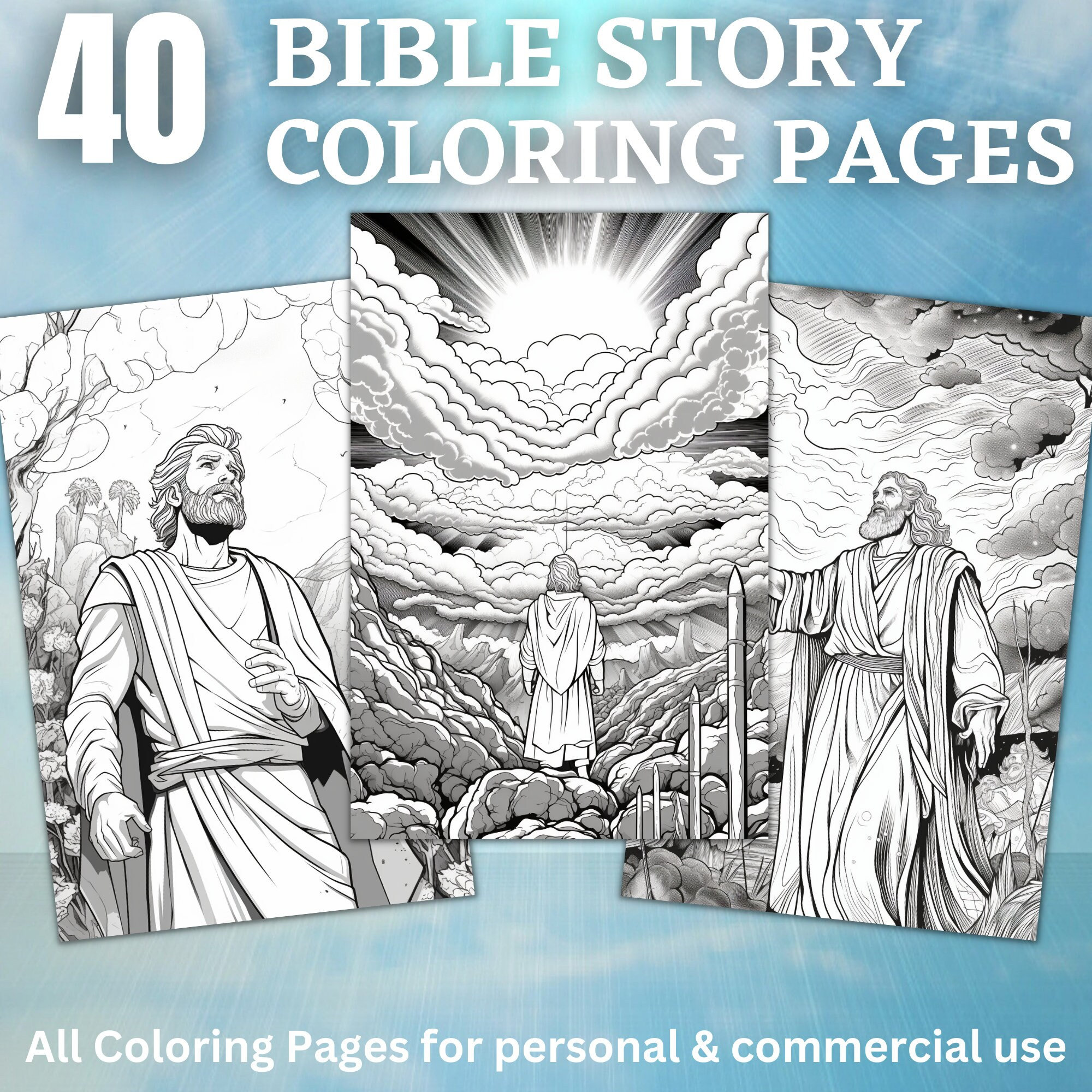 Bible story coloring pages printable coloring book christian coloring pages for kids adults digital coloring digital download