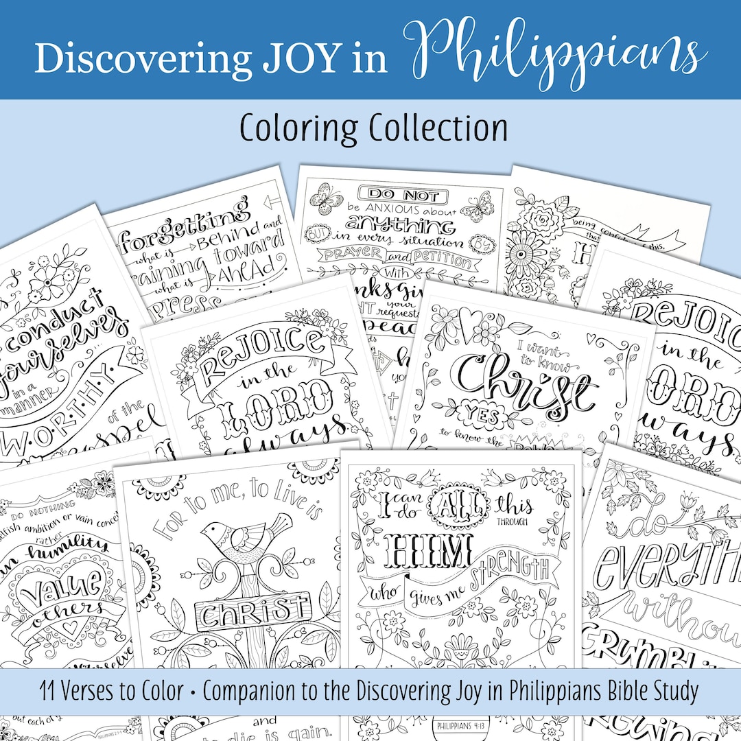 Coloring book discovering joy in philippians coloring book instant download bible journaling scripture religious digital printable