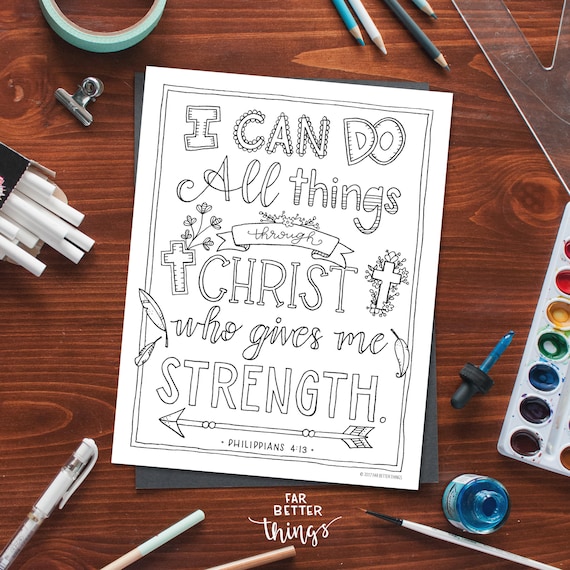 Bible verse coloring page philippians printable coloring page bible coloring page christian kids activity christian coloring