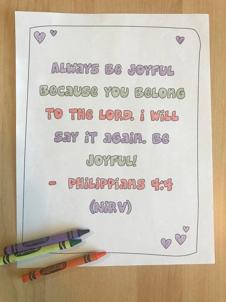 Philippians bible verse coloring page