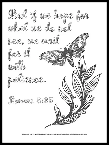 Free printable bible verse coloring page wait with patience â the art kit