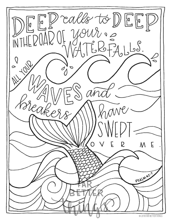 Bible verse coloring page psalm printable coloring page bible coloring page christian kids activity sunday school craft mermaid