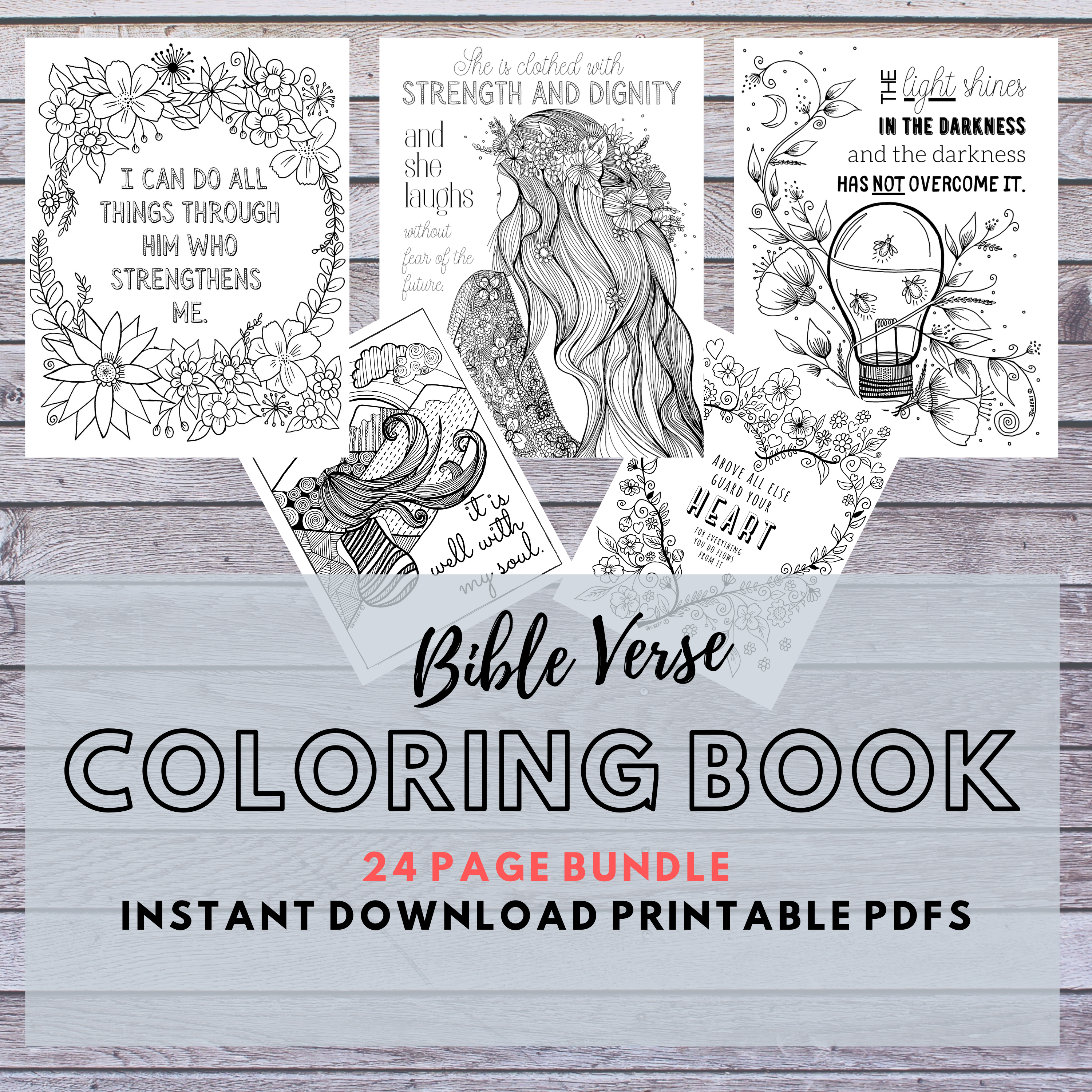 Digital download bible verse coloring pages huge page bundle scripture coloring book printable pdf pages