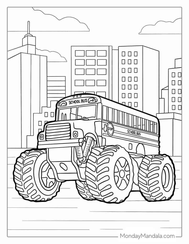 Monster truck coloring pages free pdf printables