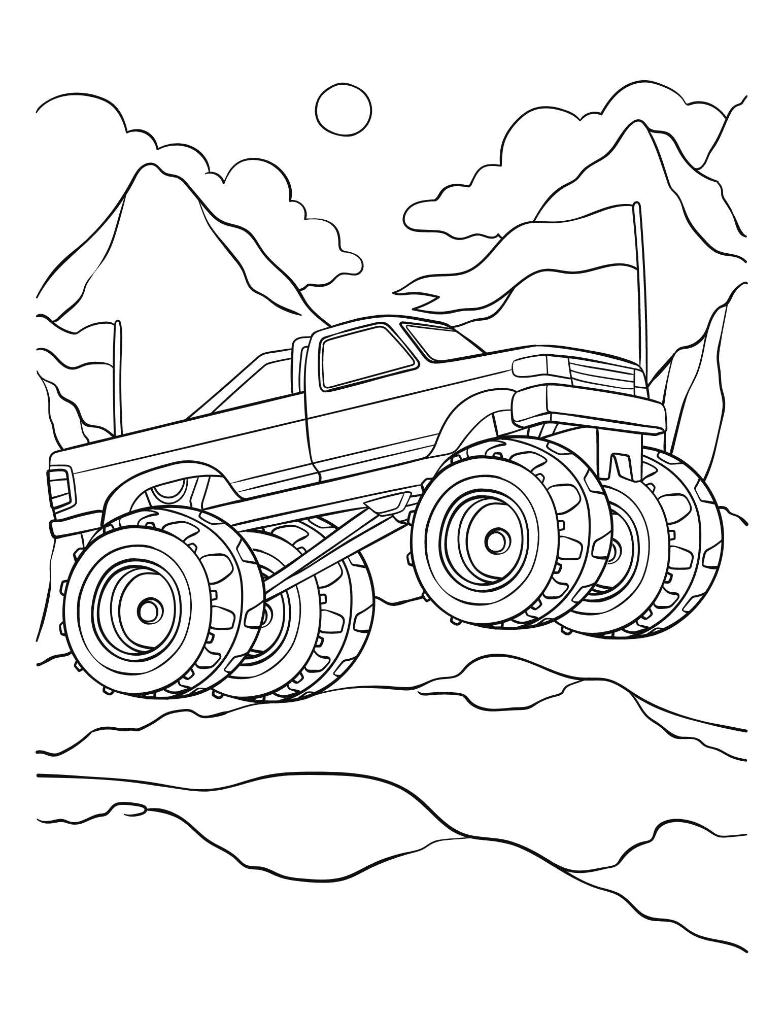 Print big fun with these free monster truck coloring pages