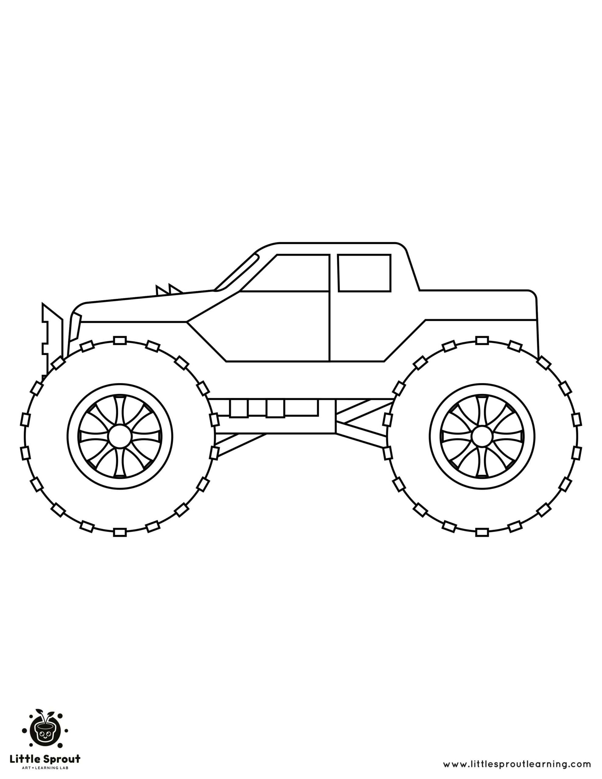 Crazy big monster truck coloring page little sprout art