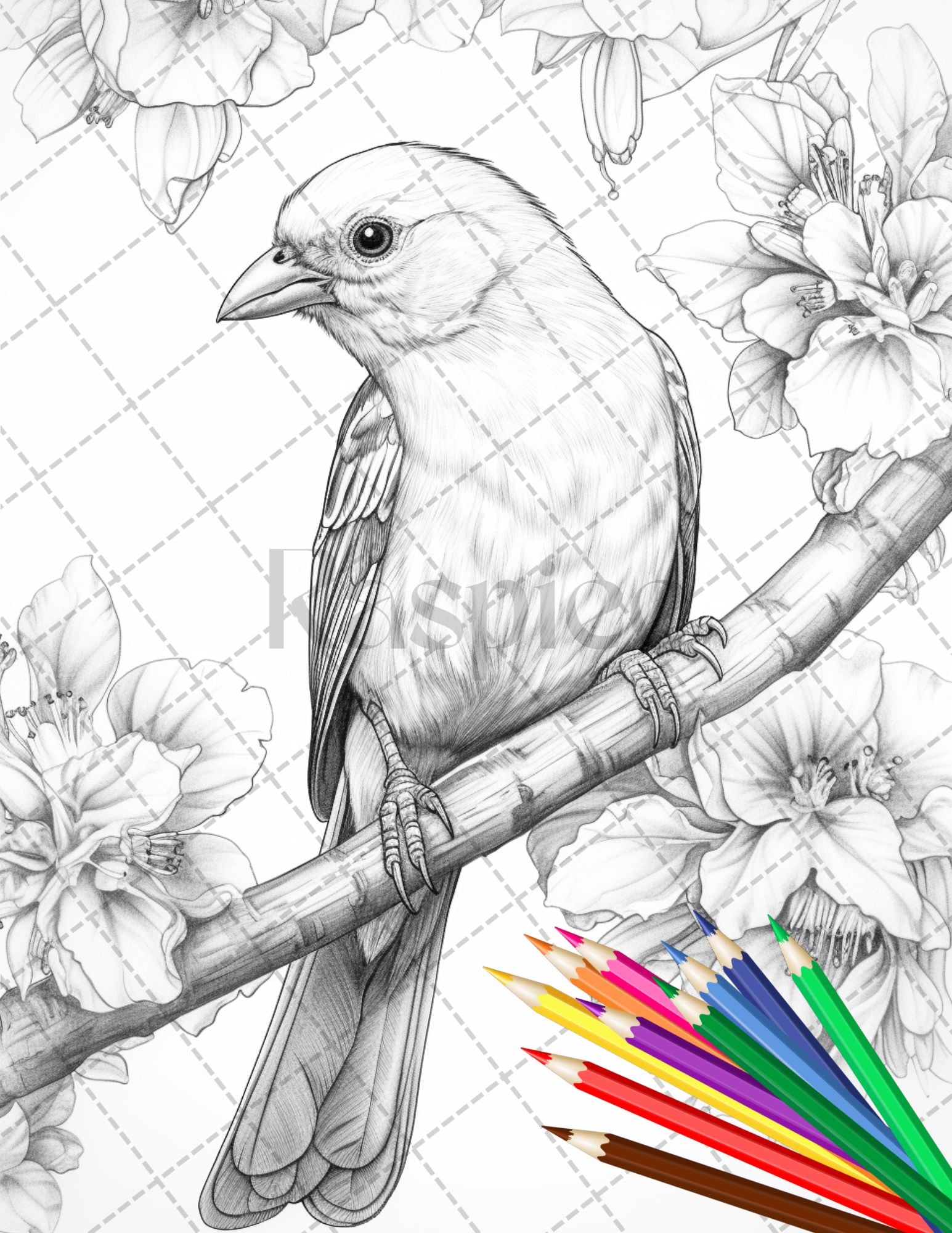 Tropical birds coloring book for adults grayscale coloring page p â coloring