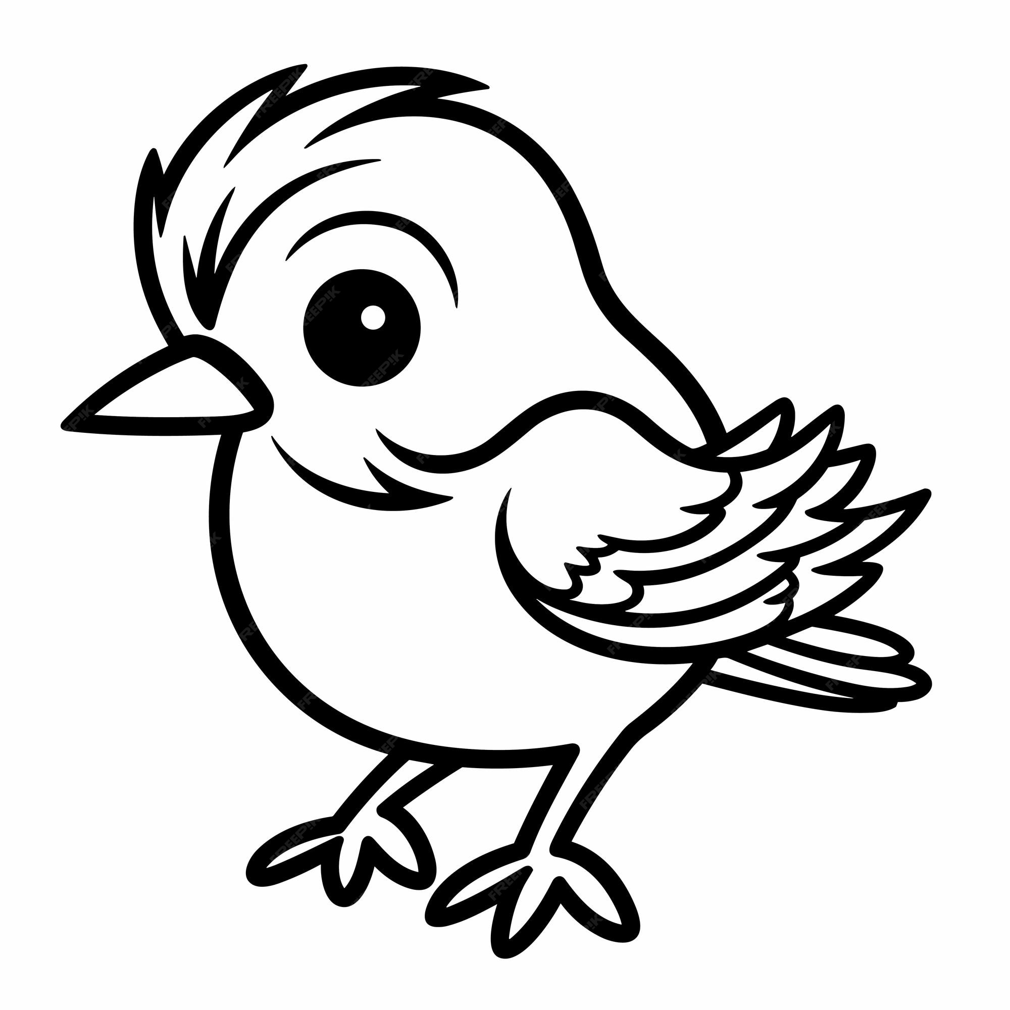 Premium vector hand drawn bird outline illustration cute bird for kids coloring page black and white