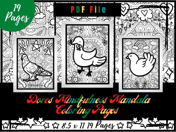 Doves mindfulness mandala colouring pages printable birds colouring sheets pdf teaching resources