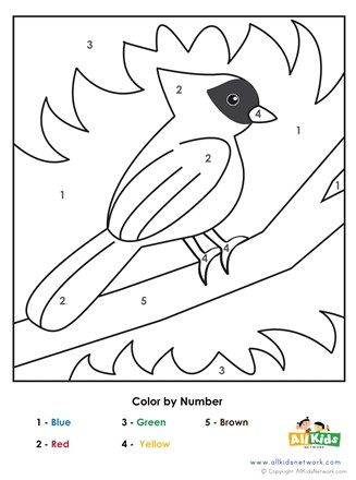 Bird coloring color by numbers birds kindergarten activities birds for kids preschool colors