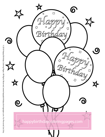 Hy birthday balloons coloring page