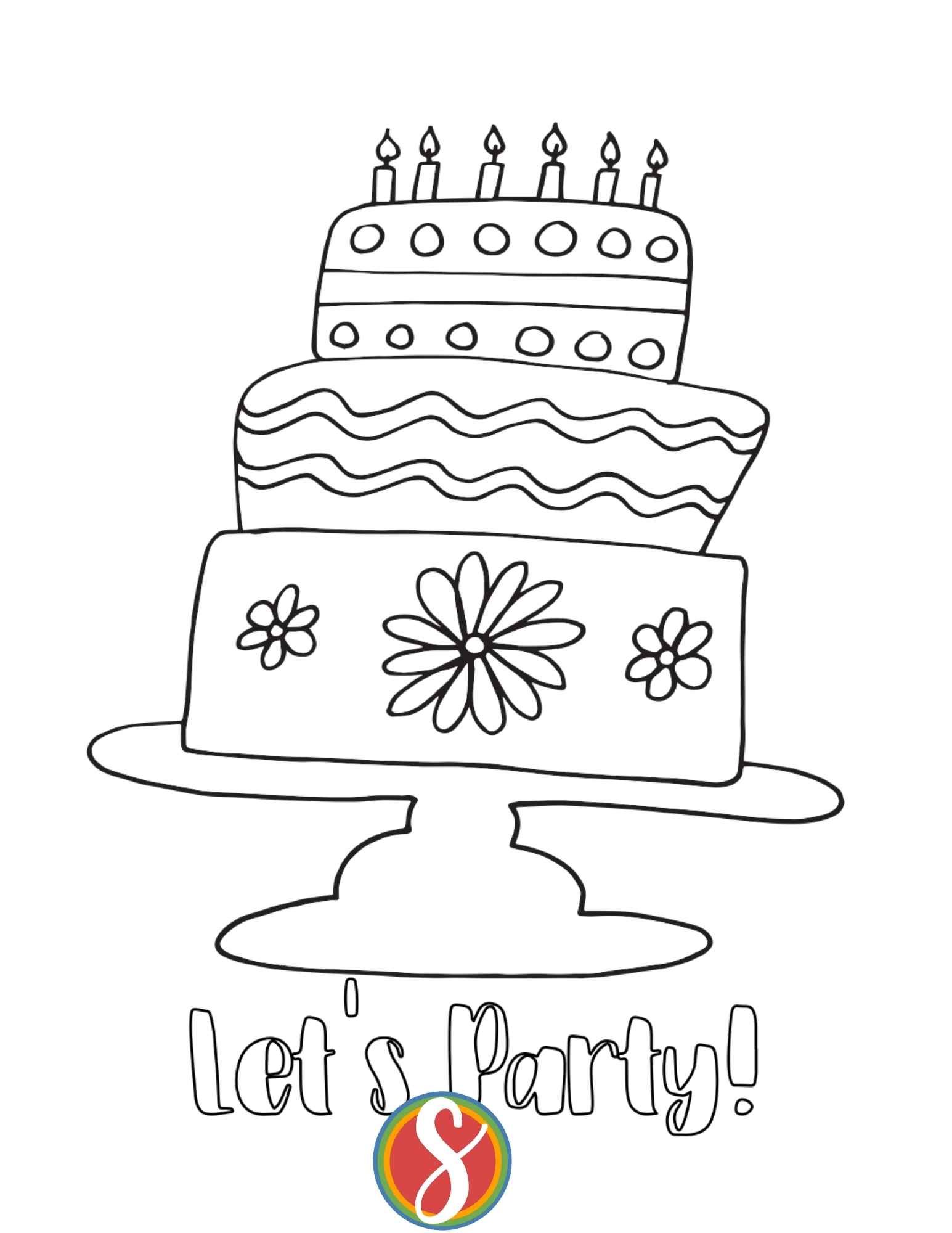 Free cake coloring pages â stevie doodles