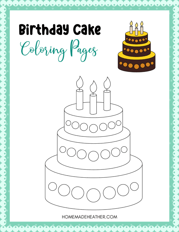 Printable birthday cake coloring pages homemade heather