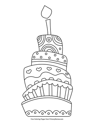 Tall birthday cake coloring page â free printable pdf from