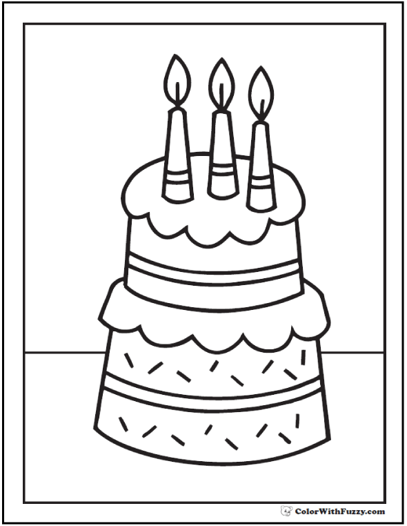 Birthday cake coloring pages â customizable ad