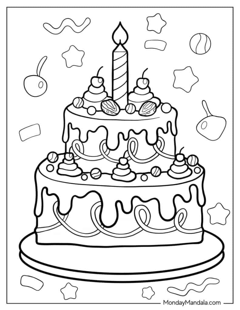 Cake coloring pages free pdf printables