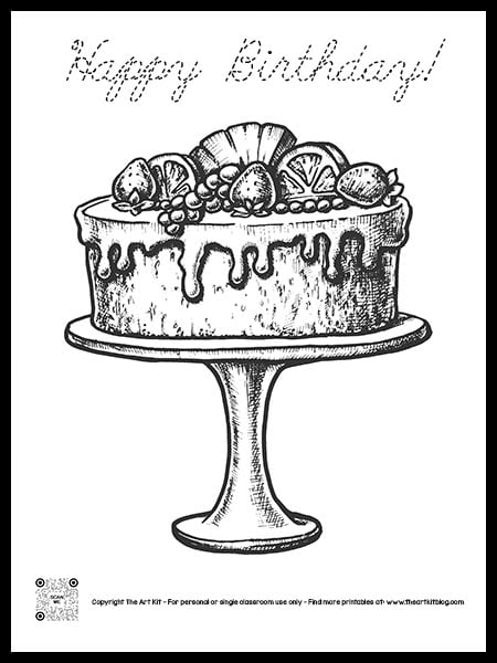 Happy birthday cake coloring page free homeschool deals