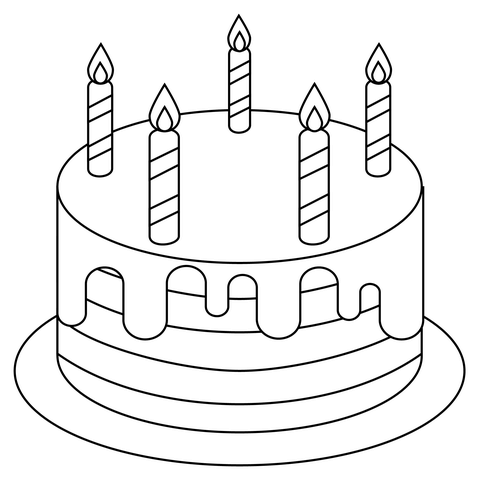 Birthday cake coloring page free printable coloring pages