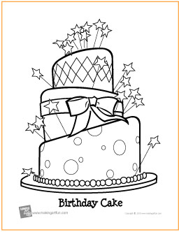 Birthday cake free printable coloring page