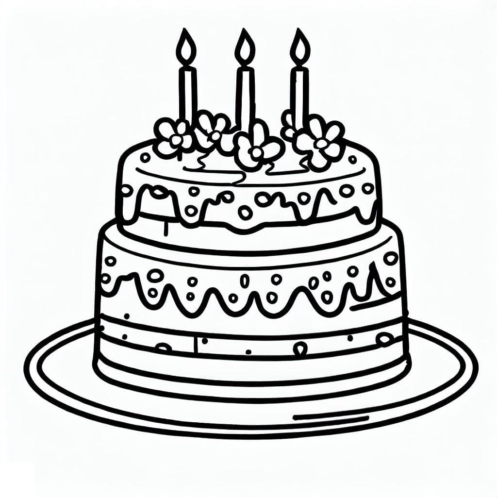 Free printable birthday cake coloring page