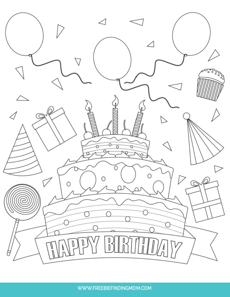 Free printable birthday cake coloring pages