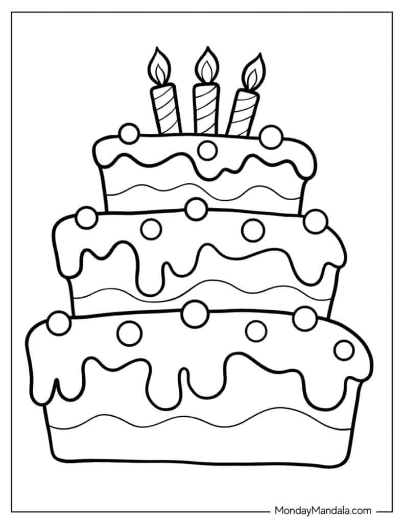 Cake coloring pages free pdf printables