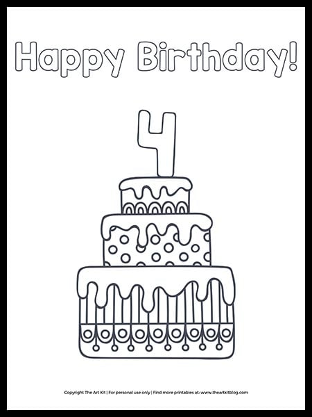 Free download happy th birthday cake coloring page â the art kit