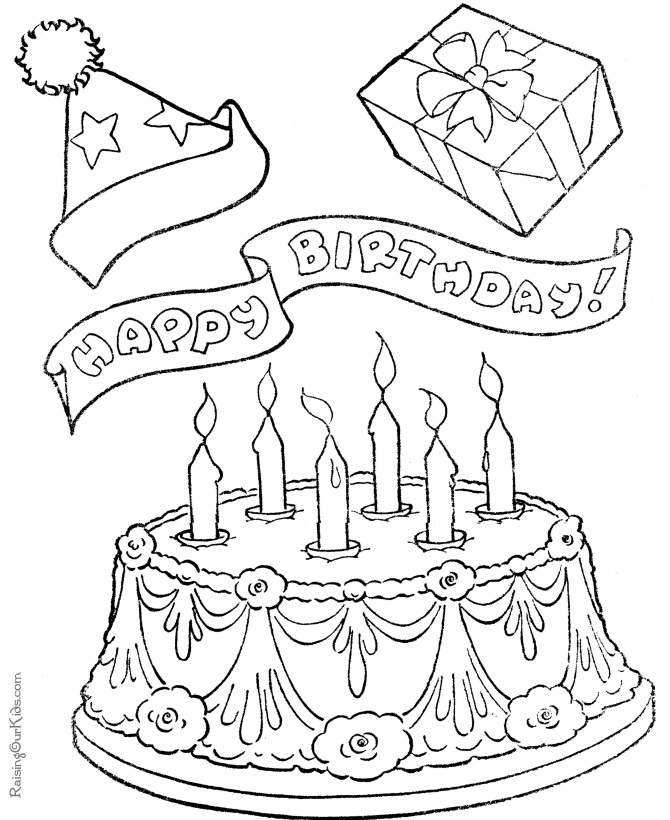 Free printable birthday cake coloring pages for kids