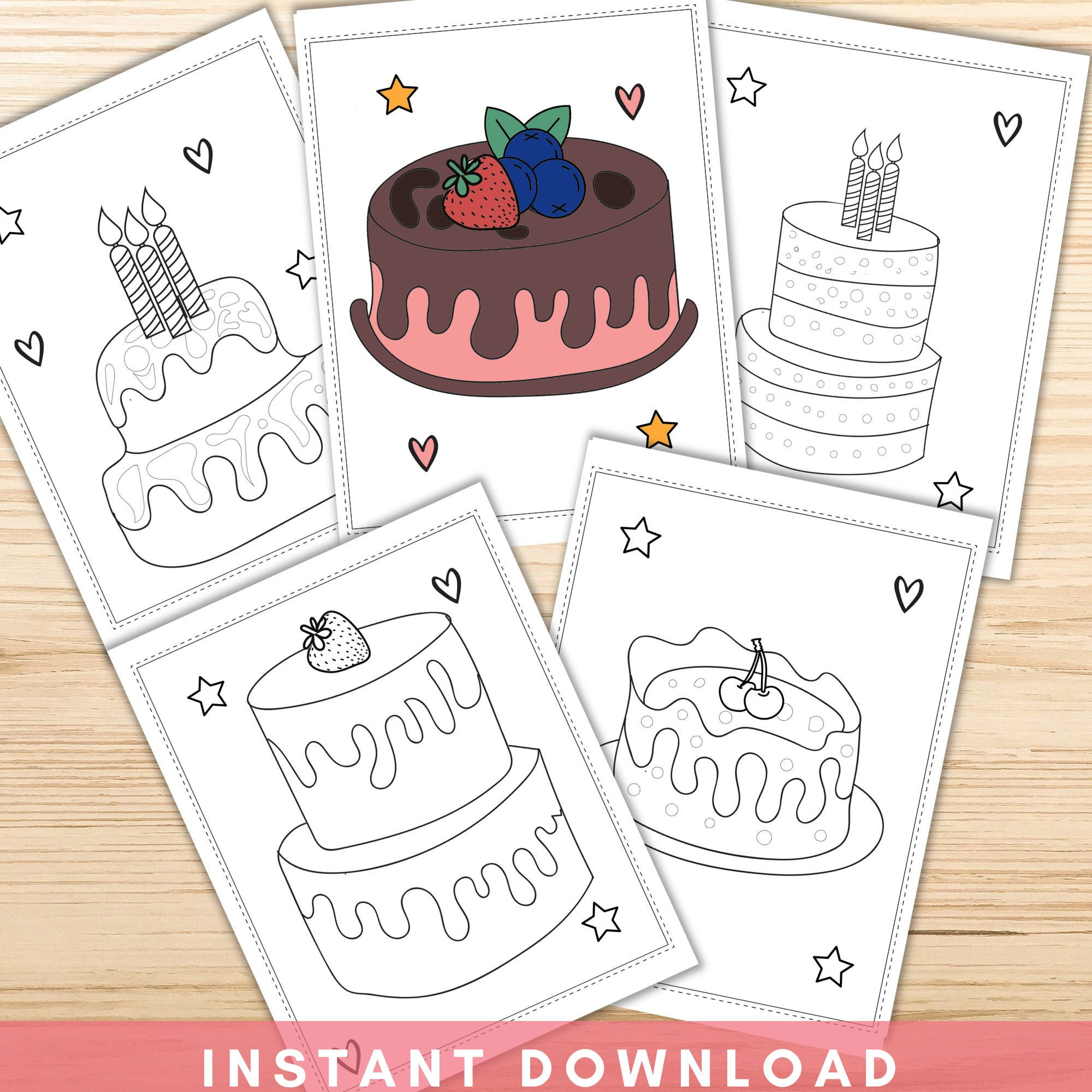 Cake coloring pages printable coloring pages cake birthday party activity birthday party kids coloring pages