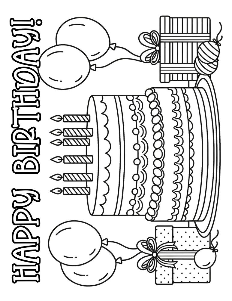 Free printable birthday cake coloring pages